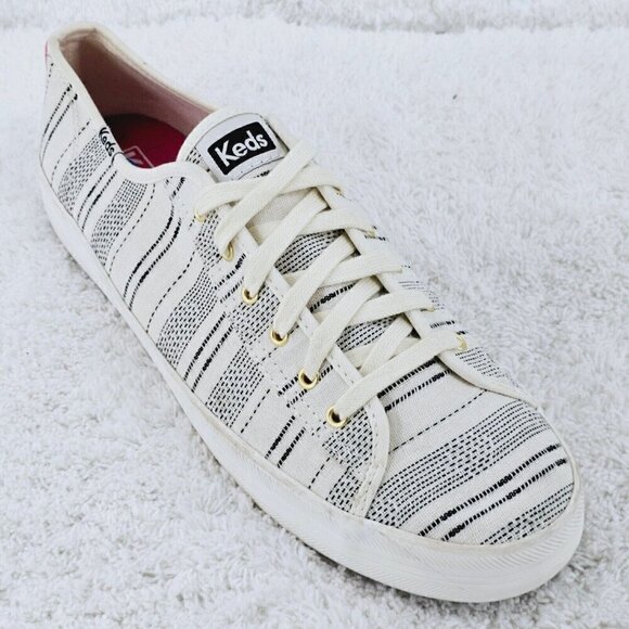 Keds White and Black Striped Sneakers - Picture 1 of 8